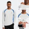 imageBASSDASH Mens UPF 50 WrinkleFree Fishing Shirt Long Sleeve Casual Tee with Breathable Mesh for Hiking Running SR01MWhiteVivid Blue Mesh