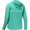 imageBASSDASH UPF 50 Mens UV Sun Protection Long Sleeve Performance Fishing Hoodie Hooded ShirtsAqua GreenTangerine Logo