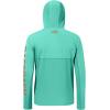 imageBASSDASH UPF 50 Mens UV Sun Protection Long Sleeve Performance Fishing Hoodie Hooded ShirtsAqua GreenTangerine Logo