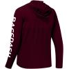 imageBASSDASH UPF 50 Mens UV Sun Protection Long Sleeve Performance Fishing Hoodie Hooded ShirtsBurgundyWhite Logo