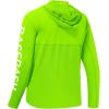 imageBASSDASH UPF 50 Mens UV Sun Protection Long Sleeve Performance Fishing Hoodie Hooded ShirtsFluorescent GreenWhite Logo