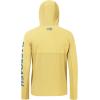imageBASSDASH UPF 50 Mens UV Sun Protection Long Sleeve Performance Fishing Hoodie Hooded ShirtsLight YellowVivid Blue Logo