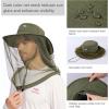 imageBASSDASH UPF 50 Mosquito Net Hat with Stowable Neck Flap for Men Women Outdoor Fishing Hiking Camping Gardening FH17Army Green
