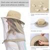 imageBASSDASH UPF 50 Mosquito Net Hat with Stowable Neck Flap for Men Women Outdoor Fishing Hiking Camping Gardening FH17Khaki
