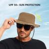 imageBASSDASH UPF 50 Patterned Under Brim Foldable Lightweight Bucket Sun Hats for Fishing Hiking Safari Men Women FH18Light BrownGrunge Camo