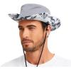 imageBASSDASH UPF 50 Patterned Under Brim Foldable Lightweight Bucket Sun Hats for Fishing Hiking Safari Men Women FH18Light GreyBlack Ink Washes