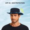 imageBASSDASH UPF 50 Patterned Under Brim Foldable Lightweight Bucket Sun Hats for Fishing Hiking Safari Men Women FH18Navy BlueBlue and Black Camo