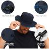 imageBASSDASH UPF 50 Patterned Under Brim Foldable Lightweight Bucket Sun Hats for Fishing Hiking Safari Men Women FH18Navy BlueBlue and Black Camo