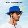 imageBASSDASH UPF 50 Patterned Under Brim Foldable Lightweight Bucket Sun Hats for Fishing Hiking Safari Men Women FH18Royal BlueBlue Ocean Water