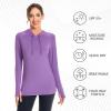 imageBASSDASH Womens UPF 50 Hiking Fishing Hoodie UV Shirt Long Sleeve Outdoor Activewear Breathable Lightweight StretchLight Purple