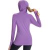 imageBASSDASH Womens UPF 50 Hiking Fishing Hoodie UV Shirt Long Sleeve Outdoor Activewear Breathable Lightweight StretchLight Purple