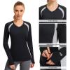 imageBASSDASH Womens UPF 50 WrinkleFree Fishing Shirt Long Sleeve V Neck Breathable Sun Protection TShirt for Hiking SR01WBlack