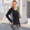 imageBASSDASH Womens UPF 50 WrinkleFree Fishing Shirt Long Sleeve V Neck Breathable Sun Protection TShirt for Hiking SR01WBlack