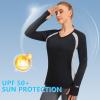 imageBASSDASH Womens UPF 50 WrinkleFree Fishing Shirt Long Sleeve V Neck Breathable Sun Protection TShirt for Hiking SR01WBlack