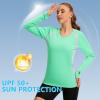 imageBASSDASH Womens UPF 50 WrinkleFree Fishing Shirt Long Sleeve V Neck Breathable Sun Protection TShirt for Hiking SR01WMint