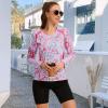 imageBASSDASH Womens UPF 50 WrinkleFree Fishing Shirt Long Sleeve V Neck Breathable Sun Protection TShirt for Hiking SR01WPink Butterfly