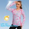imageBASSDASH Womens UPF 50 WrinkleFree Fishing Shirt Long Sleeve V Neck Breathable Sun Protection TShirt for Hiking SR01WPink Butterfly