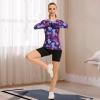 imageBASSDASH Womens UPF 50 WrinkleFree Fishing Shirt Long Sleeve V Neck Breathable Sun Protection TShirt for Hiking SR01WPurple Flower