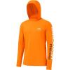 imageBASSDASH UPF 50 Mens UV Sun Protection Long Sleeve Performance Fishing Hoodie Hooded ShirtsOrangeWhite Logo