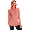 imageBASSDASH Womens UPF 50 Hiking Fishing Hoodie UV Shirt Long Sleeve Outdoor Activewear Breathable Lightweight StretchPeach Amber