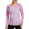 imageBASSDASH Womens UPF 50 WrinkleFree Fishing Shirt Long Sleeve V Neck Breathable Sun Protection TShirt for Hiking SR01WPink Butterfly