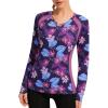 imageBASSDASH Womens UPF 50 WrinkleFree Fishing Shirt Long Sleeve V Neck Breathable Sun Protection TShirt for Hiking SR01WPurple Flower