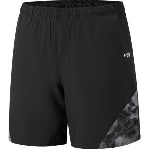 imageBASSDASH Mens 7 Fishing Shorts UPF 50 Lightweight Water Resistant Quick Dry for Hiking with Zipper Pocket FP06MBlackSplash Black