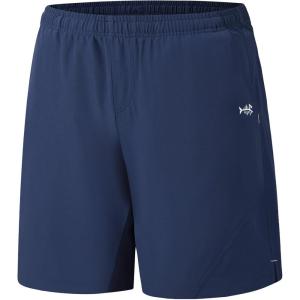 imageBASSDASH Mens 7 Fishing Shorts UPF 50 Lightweight Water Resistant Quick Dry for Hiking with Zipper Pocket FP06MDark Blue