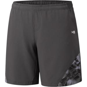imageBASSDASH Mens 7 Fishing Shorts UPF 50 Lightweight Water Resistant Quick Dry for Hiking with Zipper Pocket FP06MDark GreySplash Black