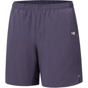 imageBASSDASH Mens 7 Fishing Shorts UPF 50 Lightweight Water Resistant Quick Dry for Hiking with Zipper Pocket FP06MDark Purple Grey