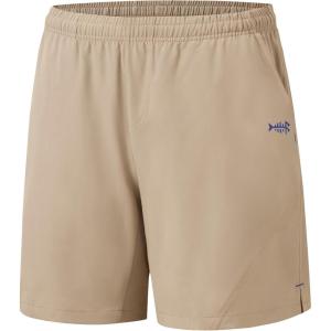 imageBASSDASH Mens 7 Fishing Shorts UPF 50 Lightweight Water Resistant Quick Dry for Hiking with Zipper Pocket FP06MLight Khaki