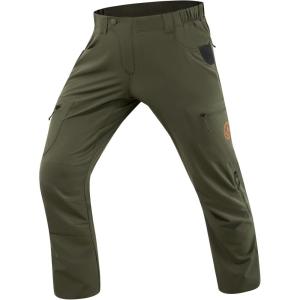 imageBASSDASH Mens Lightweight Hunting Pants 4Way Stretch Breathable Water Resistant for Turkey Early Season Spring SummerDark Moss Green