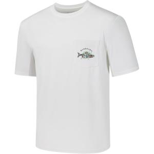 imageBASSDASH Mens UPF 50 Fishing Graphic TShirts Pocket Short Sleeve Shirt Quick Dry UV Sun Protection Casual Outdoor FS46MWhiteSalmon