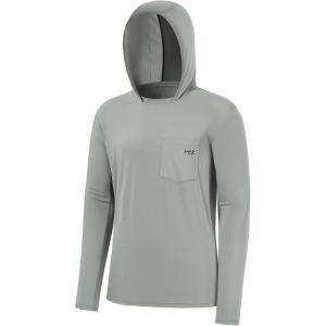 imageBASSDASH Mens UPF 50 Fishing Hoodie Shirts with Chest Pocket Lightweight UV Sun Protection Long Sleeve Hiking Sports FS34MAsh Grey