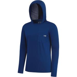 imageBASSDASH Mens UPF 50 Fishing Hoodie Shirts with Chest Pocket Lightweight UV Sun Protection Long Sleeve Hiking Sports FS34MDark Blue
