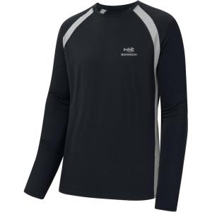imageBASSDASH Mens UPF 50 WrinkleFree Fishing Shirt Long Sleeve Casual Tee with Breathable Mesh for Hiking Running SR01MBlack
