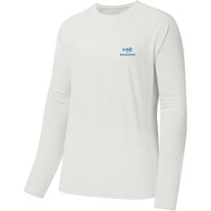 imageBASSDASH Mens UPF 50 WrinkleFree Fishing Shirt Long Sleeve Casual Tee with Breathable Mesh for Hiking Running SR01MWhiteWhite Mesh