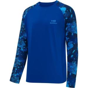 imageBASSDASH UPF 50 Fishing Tee for Men Camo Long Sleeve Shirt Quick Dry SweatshirtsRoyal BlueBlue Digital Camo