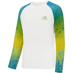 imageBASSDASH UPF 50 Fishing Tee for Men Camo Long Sleeve Shirt Quick Dry SweatshirtsWhiteMahi Color