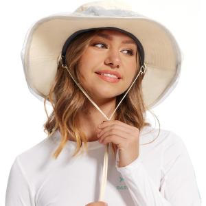 imageBASSDASH UPF 50 Mosquito Net Hat with Stowable Neck Flap for Men Women Outdoor Fishing Hiking Camping Gardening FH17Beige