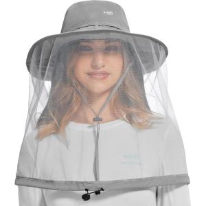 imageBASSDASH UPF 50 Mosquito Net Hat with Stowable Neck Flap for Men Women Outdoor Fishing Hiking Camping Gardening FH17Light Grey