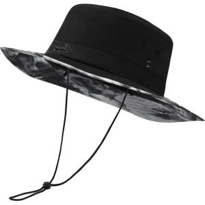 imageBASSDASH UPF 50 Patterned Under Brim Foldable Lightweight Bucket Sun Hats for Fishing Hiking Safari Men Women FH18BlackSplash Black