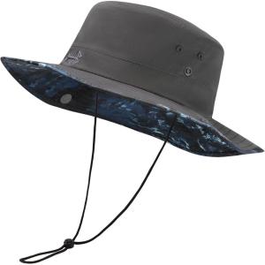 imageBASSDASH UPF 50 Patterned Under Brim Foldable Lightweight Bucket Sun Hats for Fishing Hiking Safari Men Women FH18Dark GreyDark Grey Camo