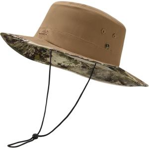 imageBASSDASH UPF 50 Patterned Under Brim Foldable Lightweight Bucket Sun Hats for Fishing Hiking Safari Men Women FH18Light BrownGrunge Camo
