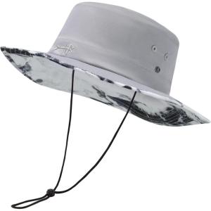 imageBASSDASH UPF 50 Patterned Under Brim Foldable Lightweight Bucket Sun Hats for Fishing Hiking Safari Men Women FH18Light GreyBlack Ink Washes