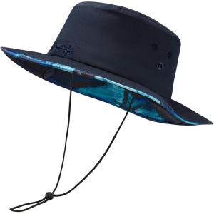 imageBASSDASH UPF 50 Patterned Under Brim Foldable Lightweight Bucket Sun Hats for Fishing Hiking Safari Men Women FH18Navy BlueBlue and Black Camo