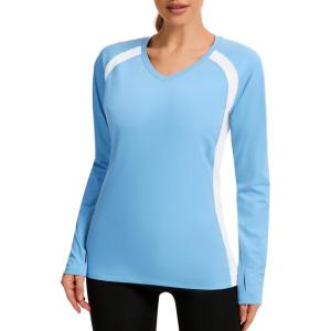 imageBASSDASH Womens UPF 50 WrinkleFree Fishing Shirt Long Sleeve V Neck Breathable Sun Protection TShirt for Hiking SR01WCarolina