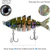 imageBASSDASH Bone Swimbait Multi Jointed Hard Fishing Lure for Bass Trout Bluegill Pike with Angled Cut Segments 37in066ozBaby Bass