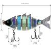 imageBASSDASH Bone Swimbait Multi Jointed Hard Fishing Lure for Bass Trout Bluegill Pike with Angled Cut Segments 37in066ozBlack Silver