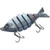 imageBASSDASH Bone Swimbait Multi Jointed Hard Fishing Lure for Bass Trout Bluegill Pike with Angled Cut Segments 37in066ozBlack Silver